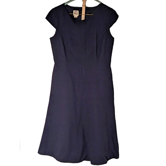 Anne Klein navy blue belted dress, size 6 - Picture 1 of 5